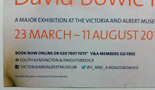 VERY RARE DAVID BOWIE V&A POSTER (38 cm x 25 cm approx ') 15 inches by 10 inches. 3