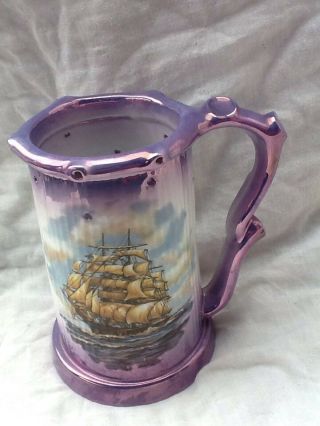 Rare Vintage Schedel Bavaria Gallieon Ship Stein With Picture On The Bottom