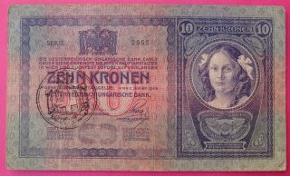 Fiume 10 Kronen Nd 1918,  Italia,  Croatia,  Austria,  Hungary Rare,  Seal On Obverse