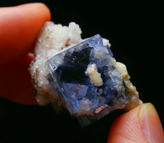 Rare Transparent Blue Fluorite & Mica Crystal Mineral Specimen/china