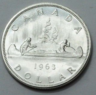 1963 Canada Silver Dollar Canoe Elizabeth Ii D.  G.  Regina Rare Coin Dollar,  N R