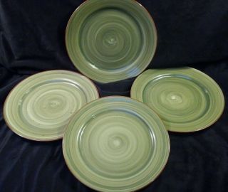 Royal Norfolk Greenbriar Intern Lime Green Dinner Plates Swirl Rare