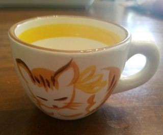 Rare Stangl Kiddieware Ginger Cat Pottery Tea/milk Cup Hand Painted