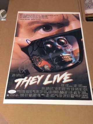 Rare John Carpenter & Keith David Signed They Live 11x17 Movie Poster Jsa