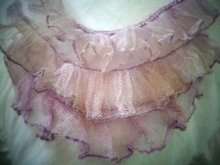 Rare Charming Antique French Lavender Tulle Ruffle From A Ballet Skirt