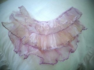 RARE CHARMING ANTIQUE FRENCH LAVENDER TULLE RUFFLE FROM A BALLET SKIRT 2