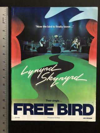 Lynyrd Skynyrd Rare 1976 Hit Single " Bird " 11x14” Promo Ad