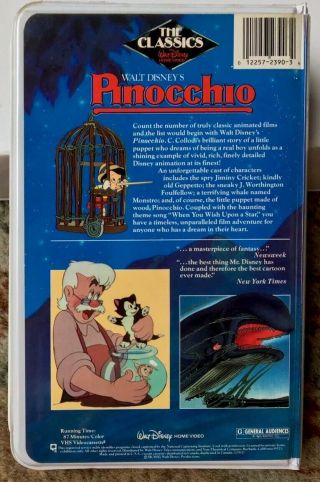 Pinocchio VHS Disney Black Diamond Classics Clamshell Rare 2