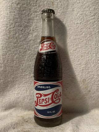 Rare Full 12oz Pepsi - Cola R/w/b Double Dot Acl Soda Bottle Worland,  Wyoming