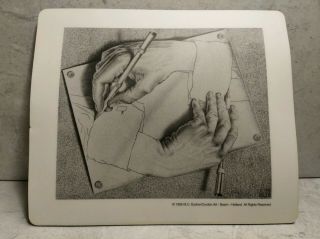 M.  C.  Escher Mouse Pad Print “drawing Hands” Rare Collectible Vintage