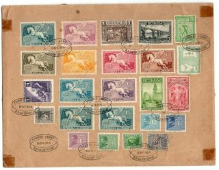 1928 Uruguay Cover,  Rocha Pmk,  24 Stamps,  Pegasus,  Mixed Issues,  Rare