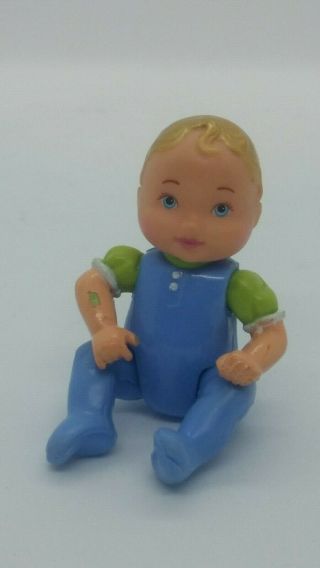 Fisher Price Loving Family Dollhouse Blonde Baby Boy Twin In Blue Sleeper Rare