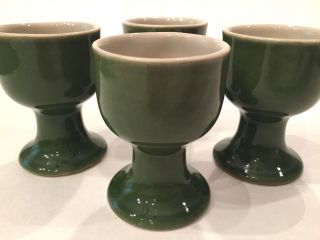 Rare Set (4) Hoganas Sweden Olive Green Egg Cups Java Mid Century Danish Modern
