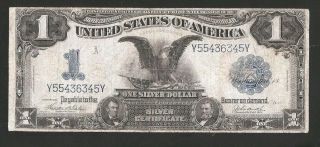 Rare Solid Y Block Black Eagle $1 1899 Silver Certificate