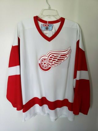 Rare Vintage 90s Ccm Nhl Detroit Red Wings Hockey Jersey Mens L Sewn