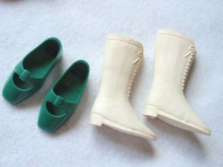 Very Rare Vintage,  Crissy Doll White Boots And Green Shoes By Ideal,  Hong Kong