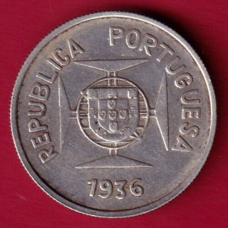 Portuguese India Goa - 1936 - Half Rupia - Rare Coin Q19