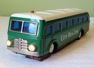 Early G.  B.  C.  Toys Japan Tin Litho B/O CITY BUS LINES Action Toy 50 ' s V RARE 2