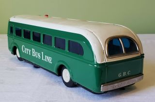 Early G.  B.  C.  Toys Japan Tin Litho B/O CITY BUS LINES Action Toy 50 ' s V RARE 7