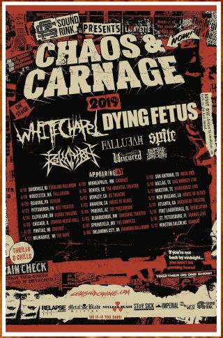 Whitechapel | Dying Fetus Chaos & Carnage Tour 2019 Ltd Ed Rare Poster Metal
