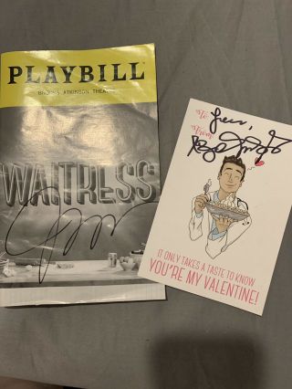 Rare Joey Mcintyre Autographed Waitress Broadway Valentine And Signed Playbill