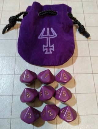 White Wolf Mage The Ascension Awakening Dice Set With Bag,  Very Rare