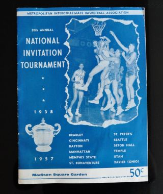 1957 National Invitation Tournament College Basketball Program Rare