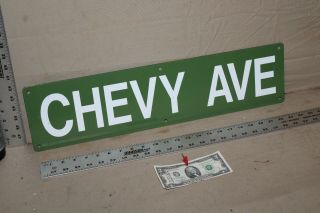 Rare 1950s Chevy Ave Porcelain Metal Street Sign Gas Oil Corvette Sports Car Gas