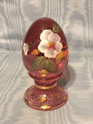 Vintage Rare Fenton Hand Paint/signed Egg On Stand