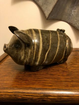 Rare,  Early Michel Bayne Swirl Pig - Face Jug Maker Catawba Valley,  Nc Pottery