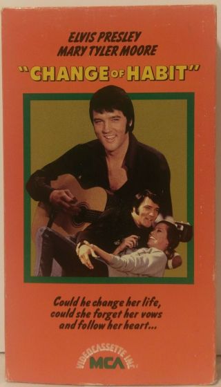 Rare Elvis Presley Change Of Habit Mca Videocassette Vhs 1969 / 1986 Release