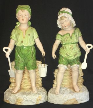 Rare Antique Porcelain German Figurines By Horn Brothers