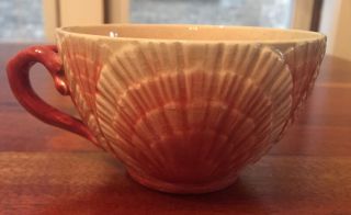 Rare Antique Sarreguemines Shell And Coral Design French Majolica Tea Cup