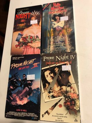 Prom Night Complete Series Vhs All 4 Films Horror Slasher Zombie Rare Oop