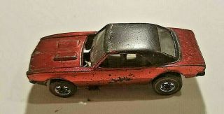 1968 Mattel Hot Wheels Custom Camaro " Red Line " Red W/black Roof (usa) Rare Car