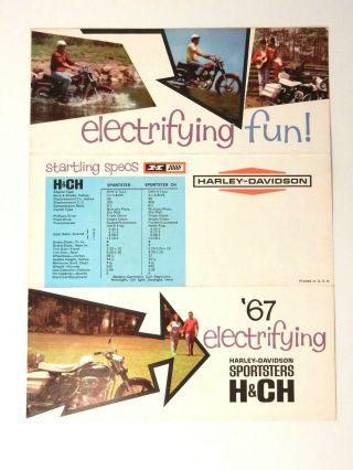 Rare 1967 Harley - Davidson Sportster H & Ch Electrifying Fun Color Sales Brochure