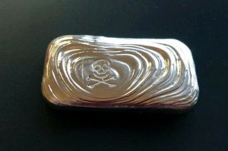 Rare 2 Oz Silver Pirate Ripple Hand Poured Bar With.