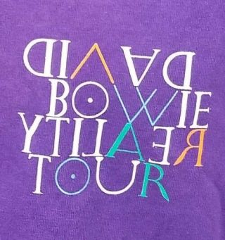 David Bowie Reality Tour 2003 Crew T - Shirt Mens Xl Tee Purple Rare Art Rock A03