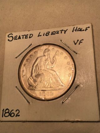 1862 S Seated Liberty Half Dollar Vf Rare Coin