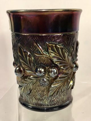 Scarce Northwood Acorn Burrs Amethyst Purple Carnival Glass Tumbler Rare