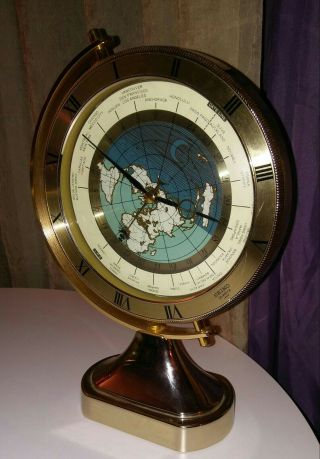 Seiko Japan Quartz World Time Clock For Desk/mantle.  Gold Tone Rare
