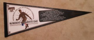 Rare Roberto Clemente Day Pittsburgh Pirates Full Size Pennant Stats