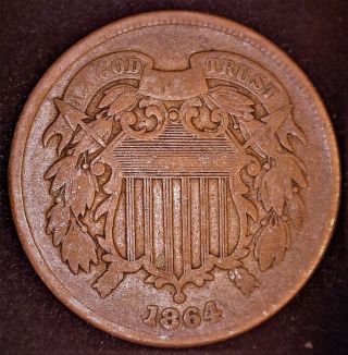 Scarce 1864 Two Cent Piece Rare Civil War Era Coin