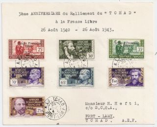 1943 French Equatorial Africa Cover,  France Libre Overprint Rare Stamps