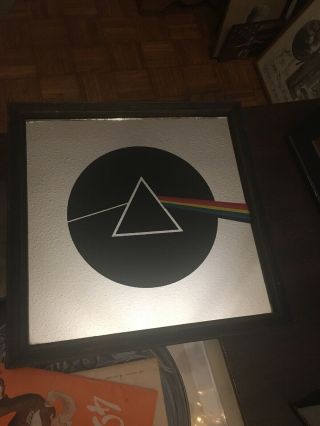 Rare Promotional Pink Floyd Dark Side Of The Moon Framed Glass Mirror 12x12