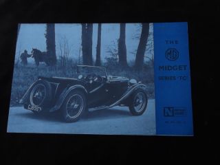 1948 Very Rare Mg Midget Tc Series 4 Page Brochure Blue Border