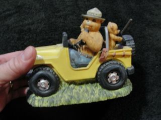 Rare Lefton Smokey Bear Jeep Music Box Figurine Plays Take Me Home Country Road