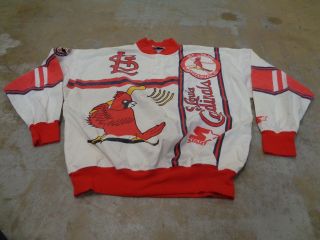 Rare Vtg Jacket Starter St.  Louis Cardinals Pullover Jacket Sz L Men Mlb 80s