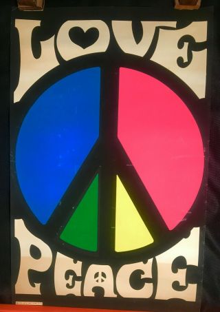Rare Vintage Blacklight Love & Peace Poster