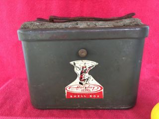 Rare Vintage Holiday Thermos Swivel Seat Ammo Shell Box Duck Hunt Hunter Hunting